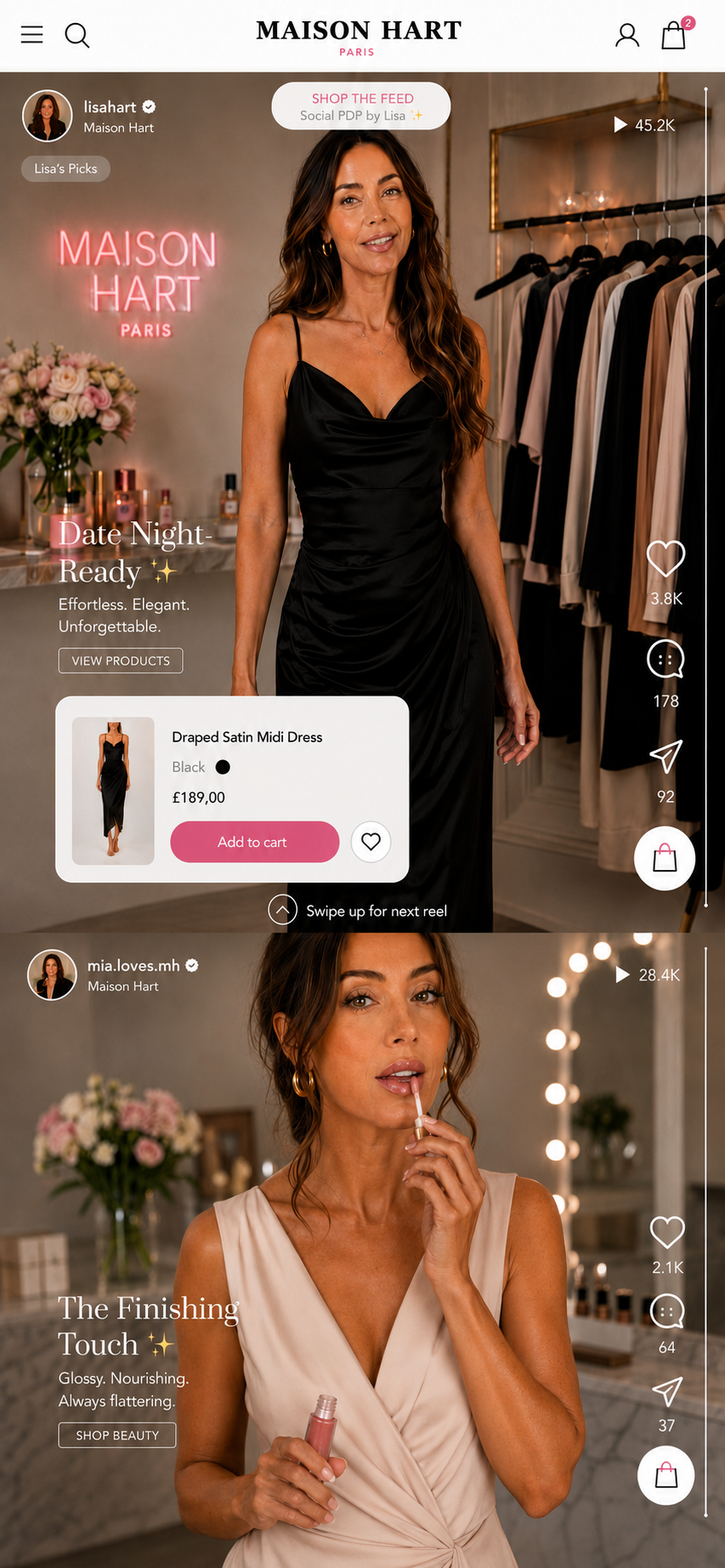 Social PDP shoppable feed