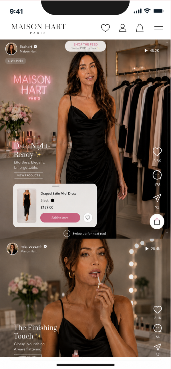 Social PDP shoppable feed